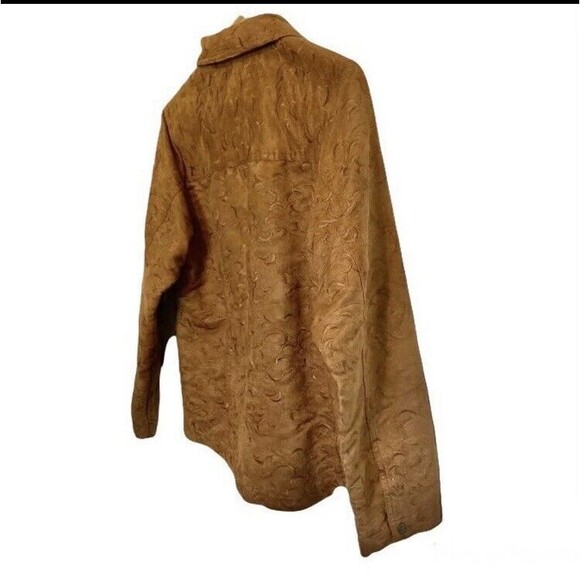 WOOLRICH Shacket Shirt Embroidered Faux suede Jacket Medium - Picture 6 of 14